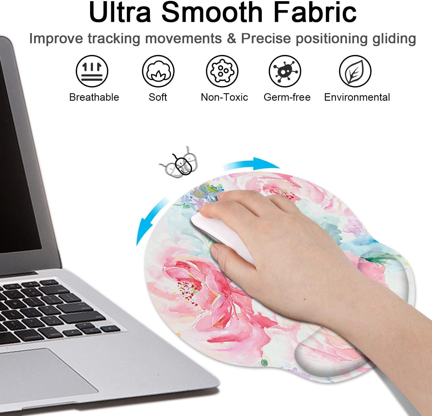 Britimes Ergonomic Mouse Pad Set with Wrist Rest, Watercolor Abstract