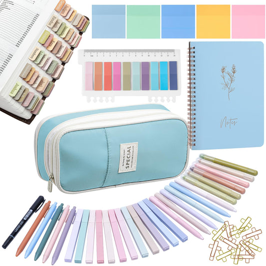 KOPKOFT Bible Study Supplies, Bible Journaling Kit for Women with Journal, Pen Case, Tabs