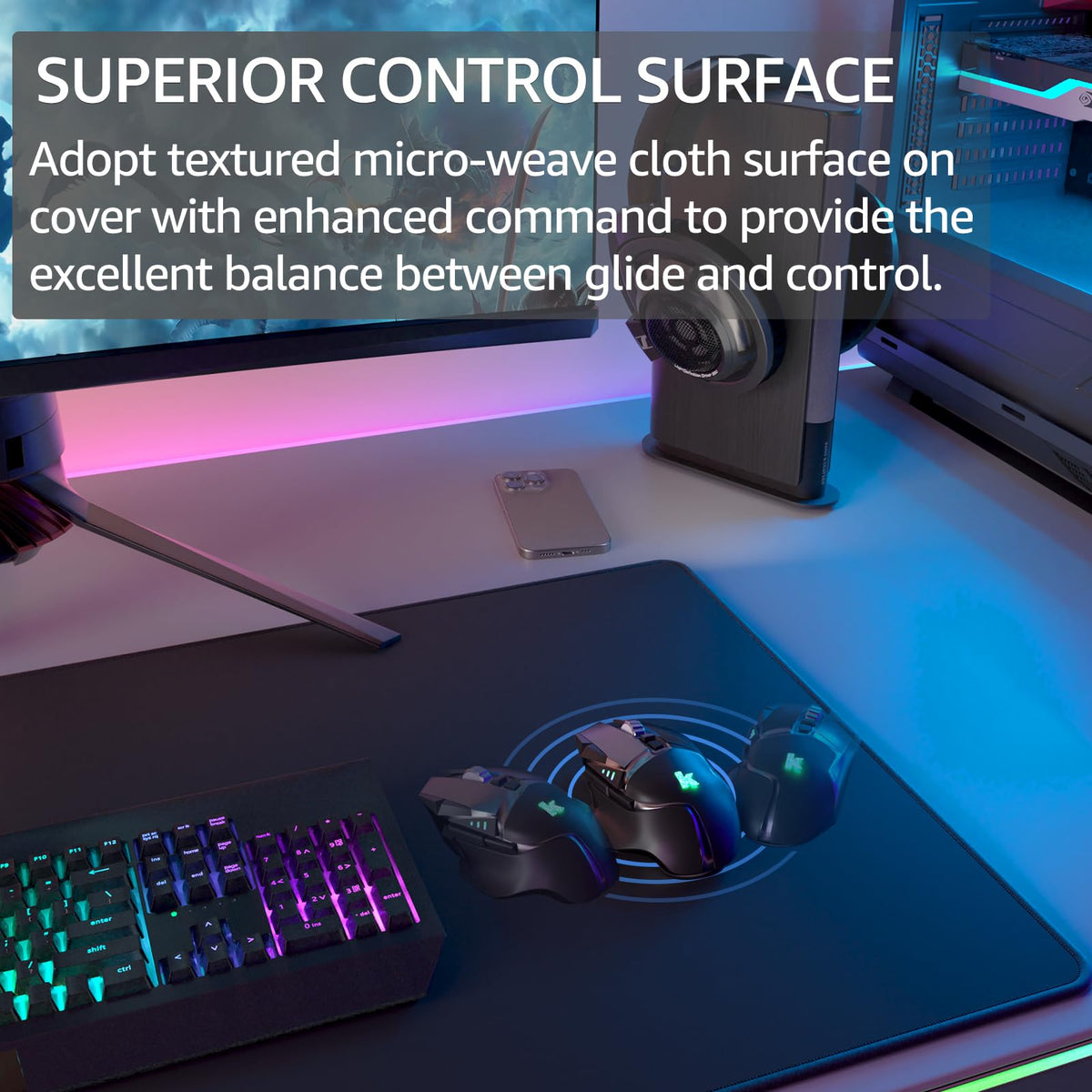 KTRIO Large Gaming Mouse Pad Desk Mat for Gamer, 31.5" x 15.7", Black, XXL