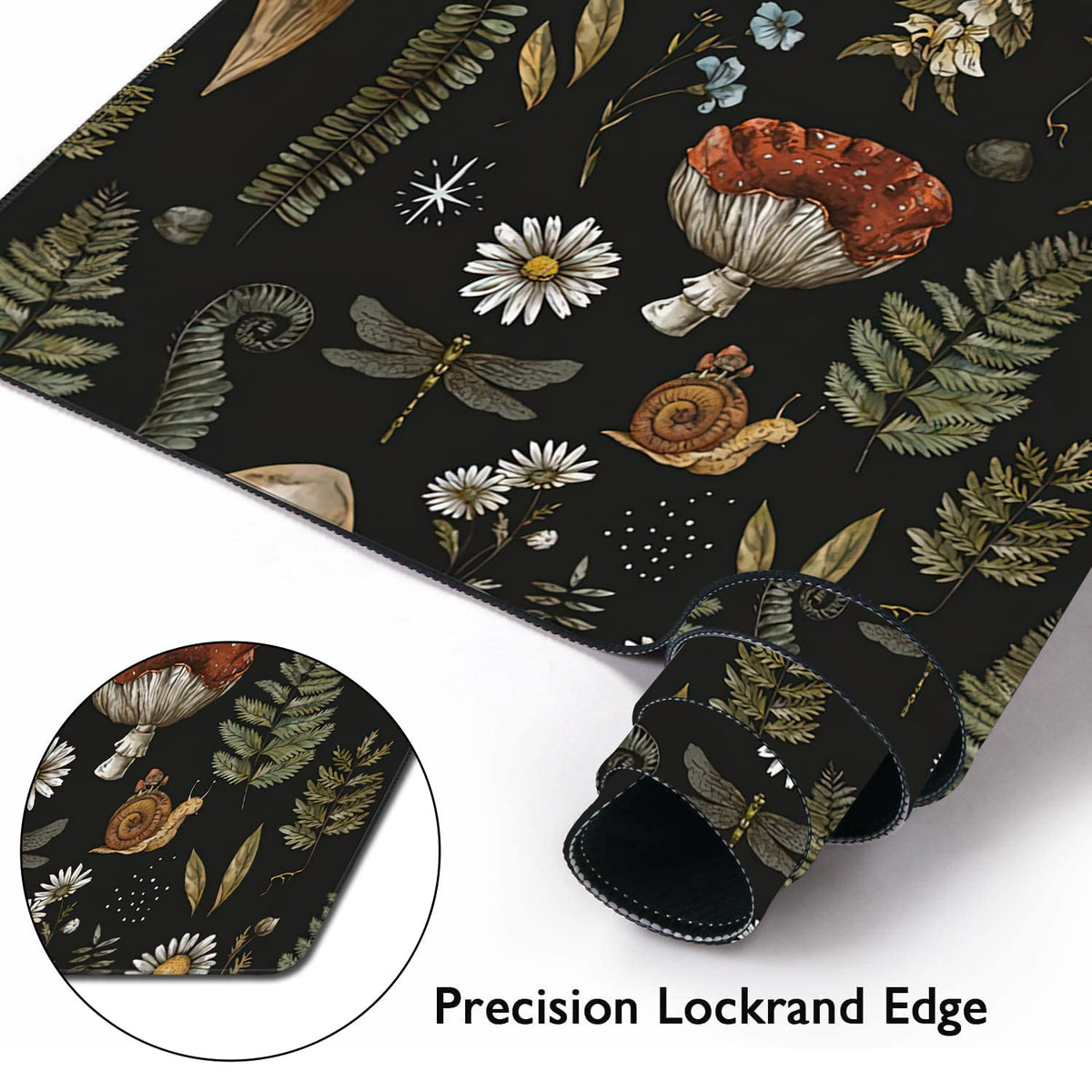 Vintage Mushroom Large Mouse Pad Extended Gaming Mouse Pad Waterproof Desk Mat with Stitched