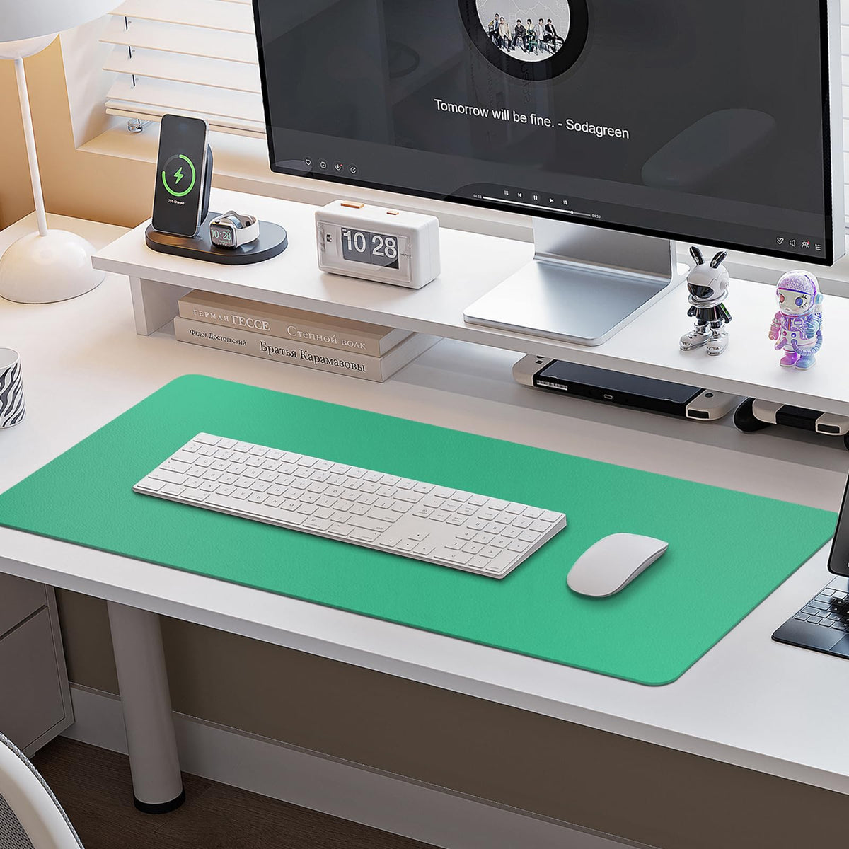 Boutilon Leather Desk Pad Protector,Non-Slip Mouse Pad,Laptop Desk Pad,Office Mouse Mat,Waterproof