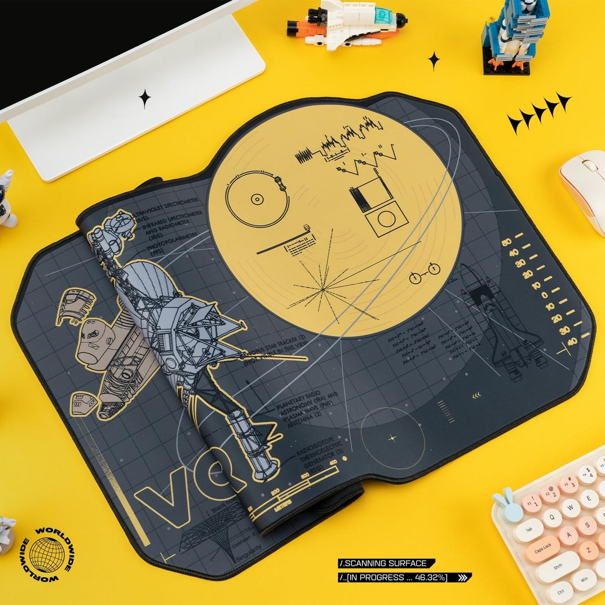 BelugaDesign Space Desk Pad | Voyager Spaceship Moon Galaxy Science SciFi Nerdy Mouse Pad | Large