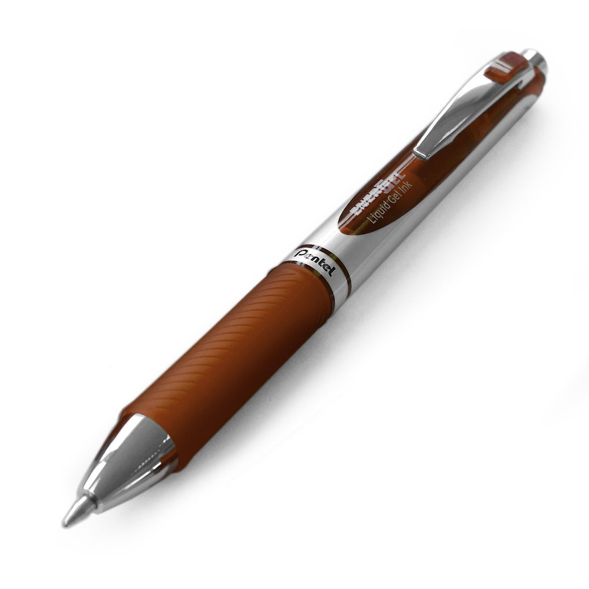 Pentel EnerGel RTX Retractable Liquid Gel Pen, (0.7mm) Metal Tip, Medium Line, Brown Ink, Box of 12