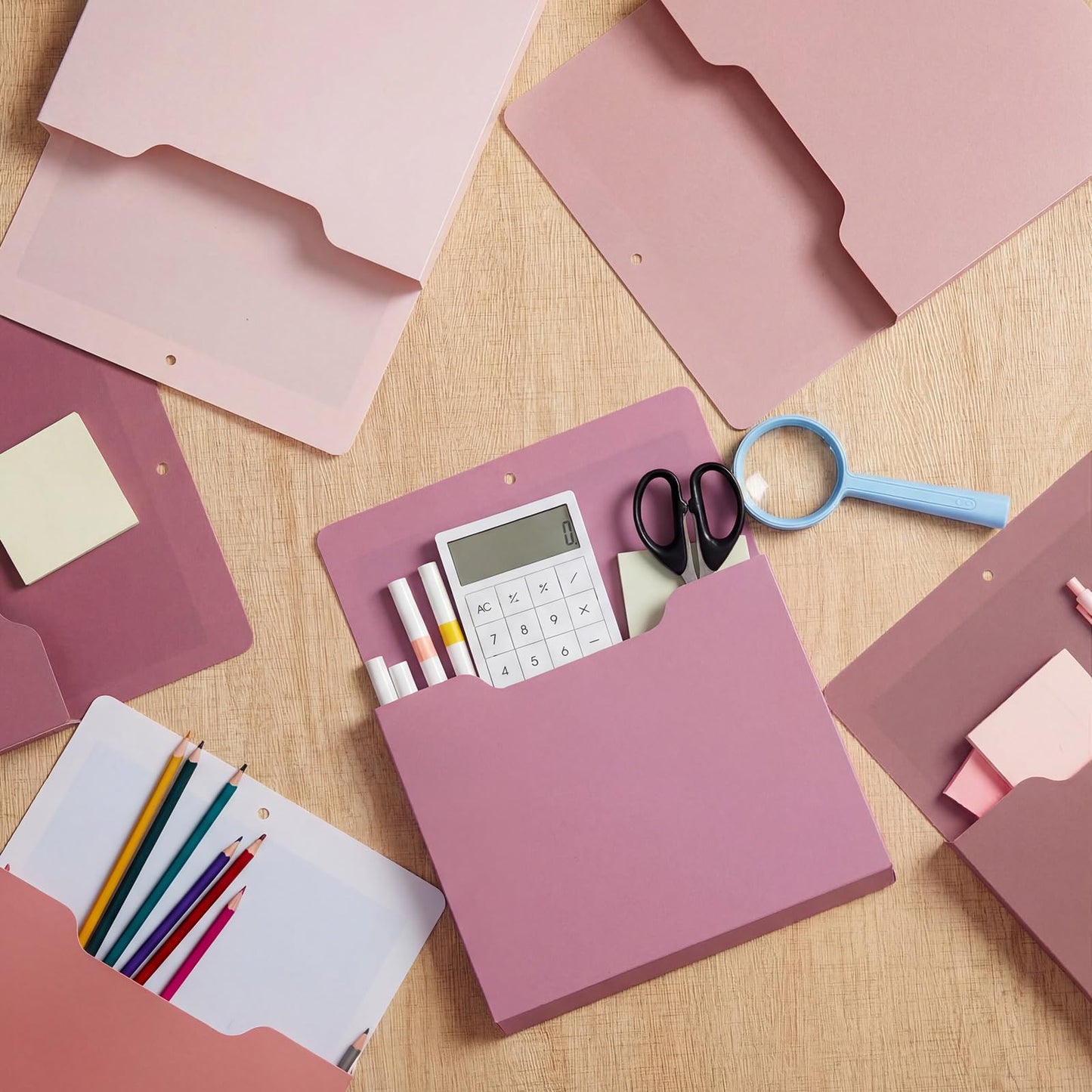 Fuutreo Magnetic Wall File Holder,6pcs,Rose Pink,Vertical-large