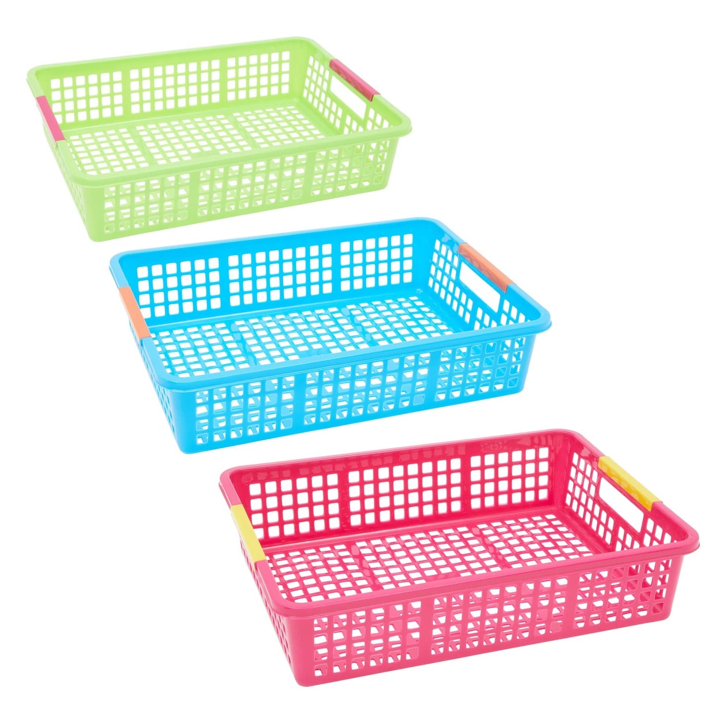 Bright Creations 6 Pack Plastic Turn In Paper Trays for Classroom, Colorful Storage Bin Basket