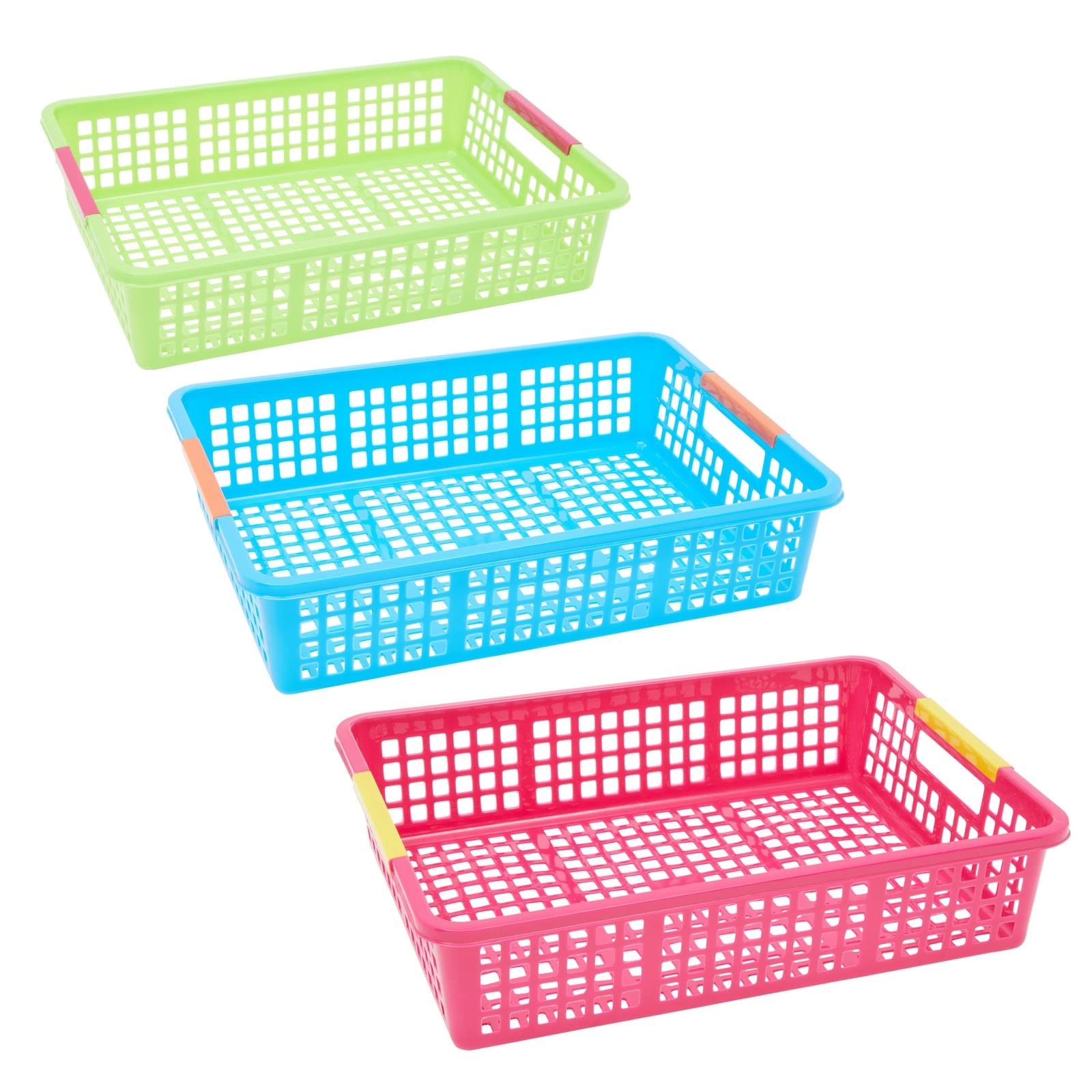 Bright Creations 6 Pack Plastic Turn In Paper Trays for Classroom, Colorful Storage Bin Basket