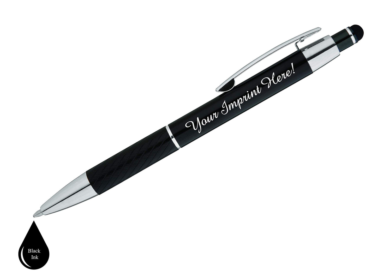 Customized Pens with Stylus - The Prestige Metal Pen - Custom Printed Name Pens with Black Ink