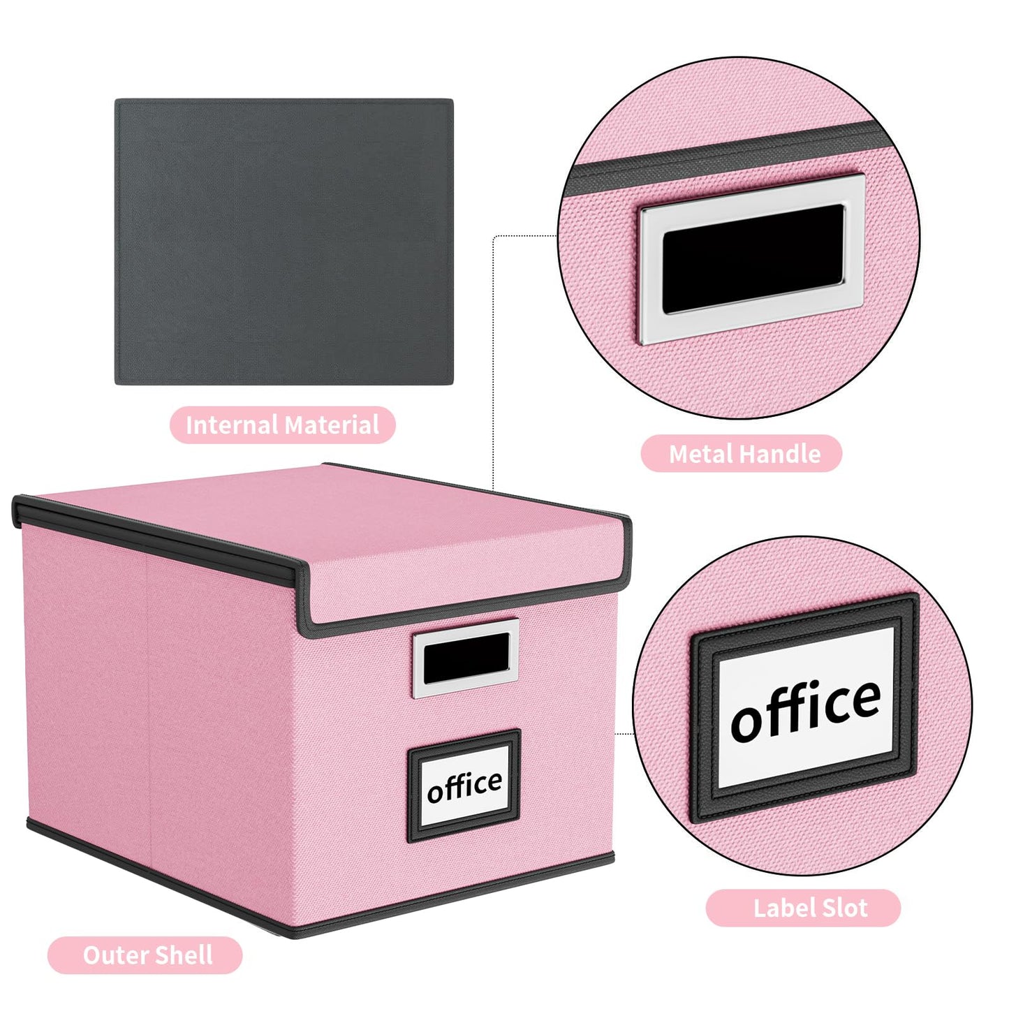 Huolewa File Organizer Box with Lids, Collapsible File Folder Organizer