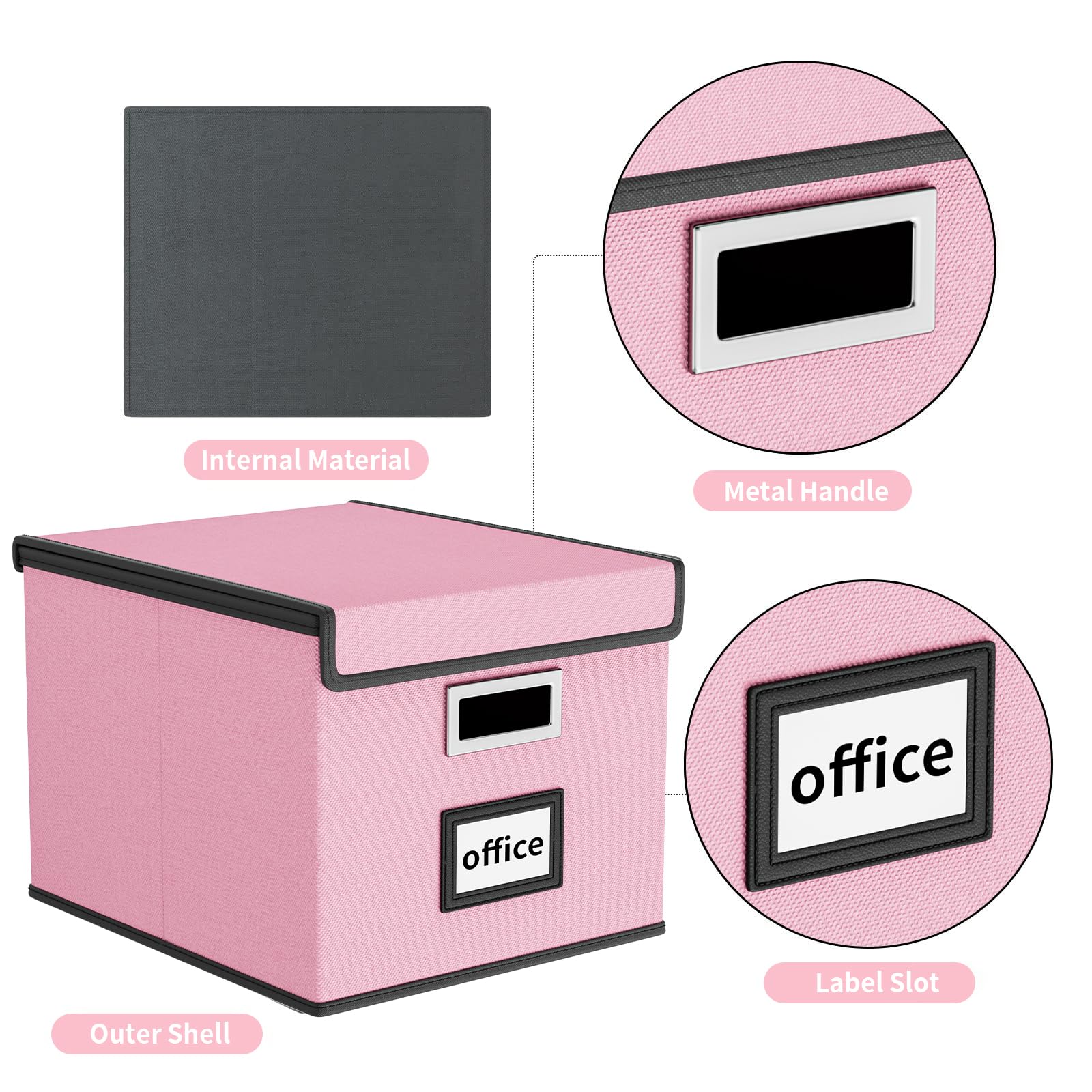 Huolewa File Organizer Box with Lids, Collapsible File Folder Organizer