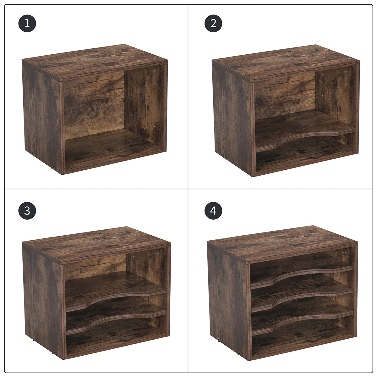 Snughome Vintage Wood File Organizer Desktop, 13.4’’ Document Letter Mail Tray Sorter with 3