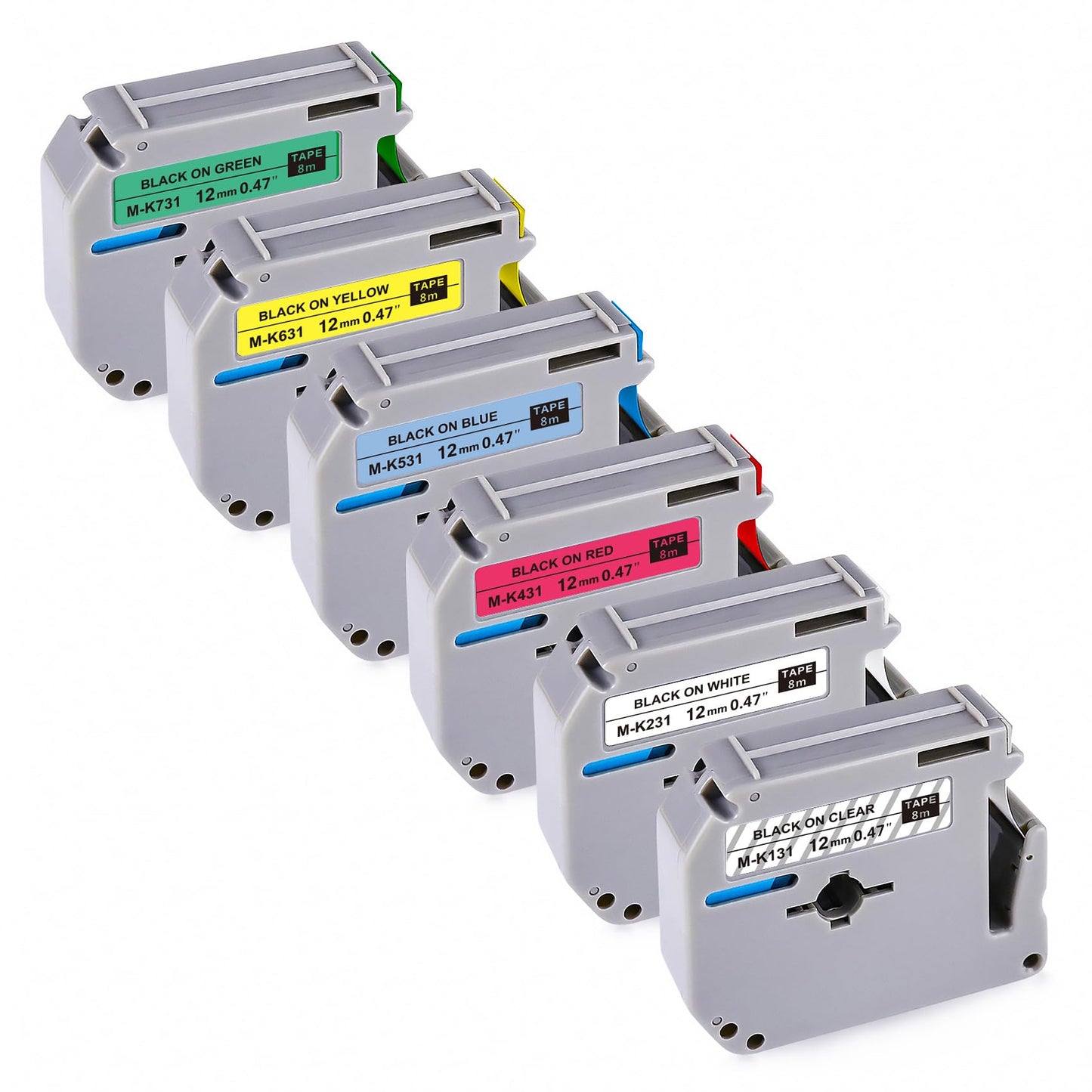 TITBIT 6-Pack Colorful M Tape Replacement for Brother Label Tape M-K231s
