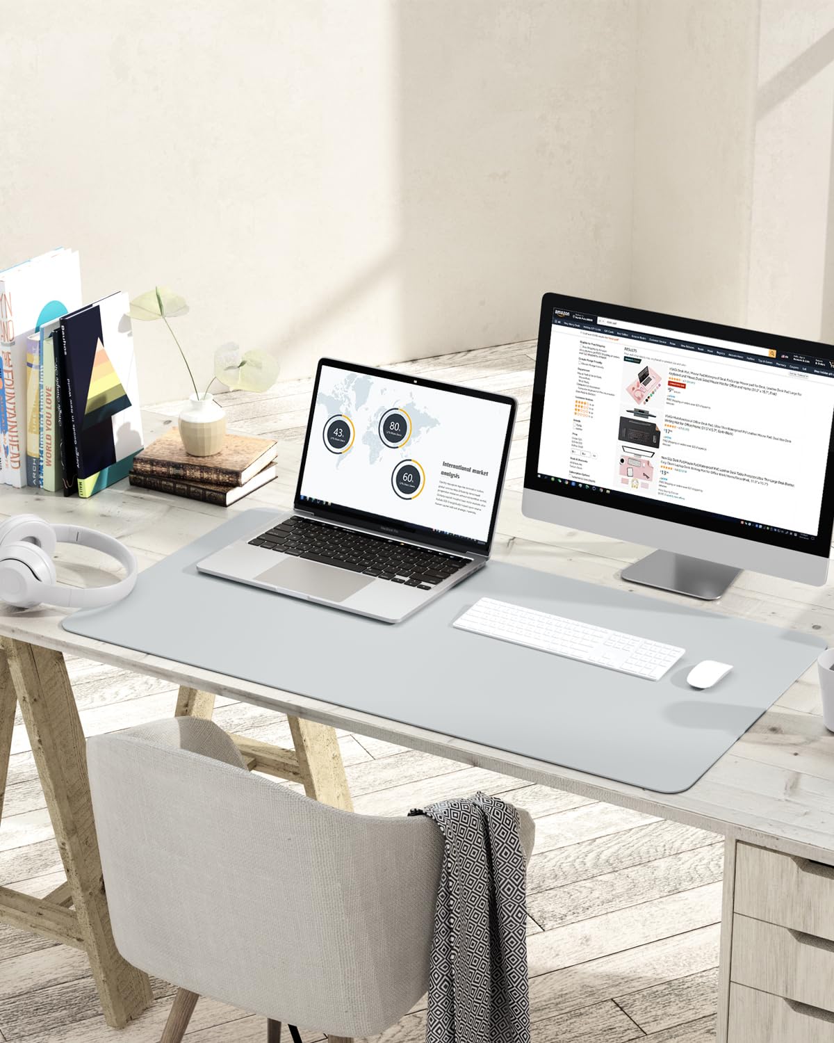 YSAGi Non-Slip Leather Desk Pad L Size, Waterproof Laptop Computer Desk Keyboard Mat, Table