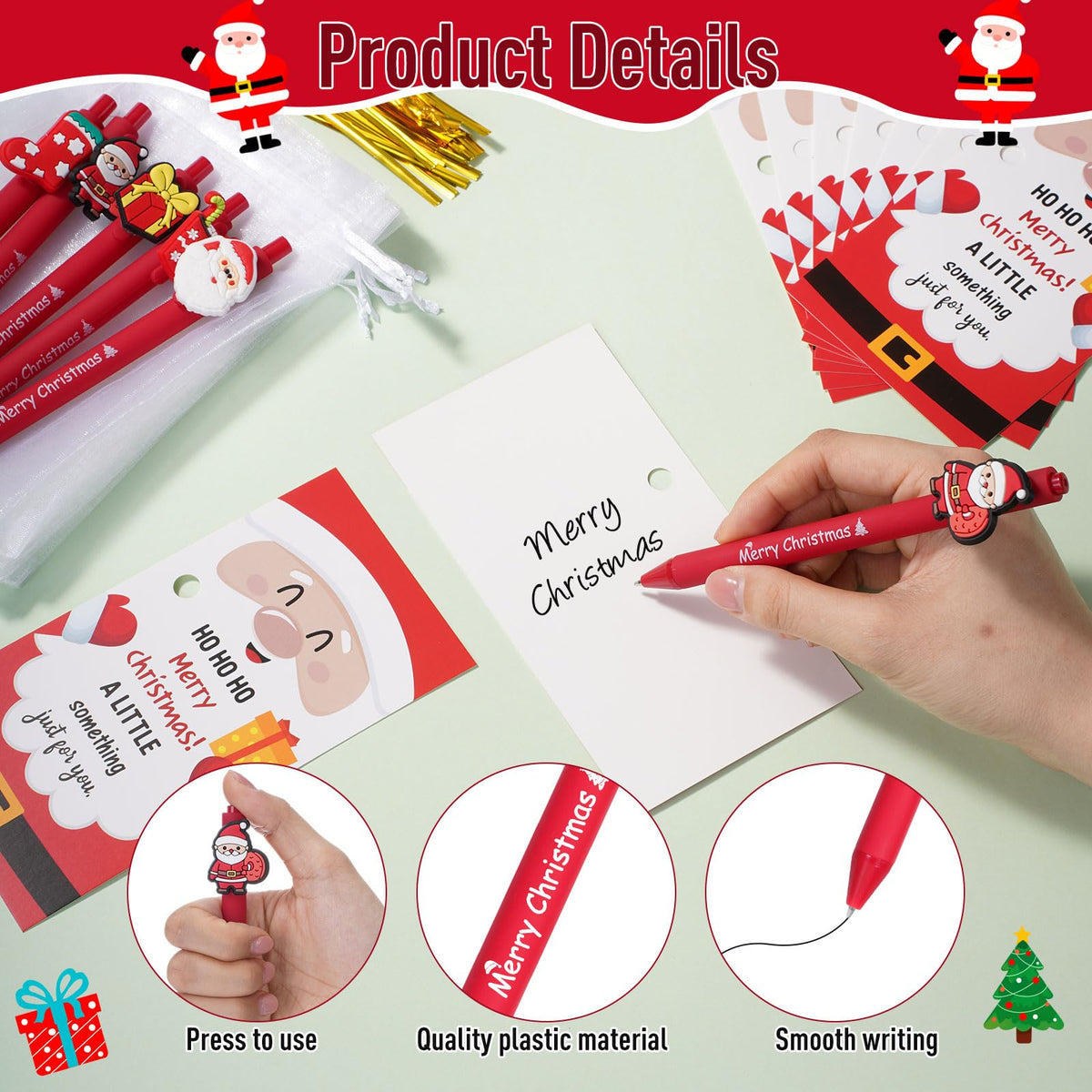 Marspark 30 Set Santa Gifts Bulk Christmas Ballpoint Pens and Greeting Card
