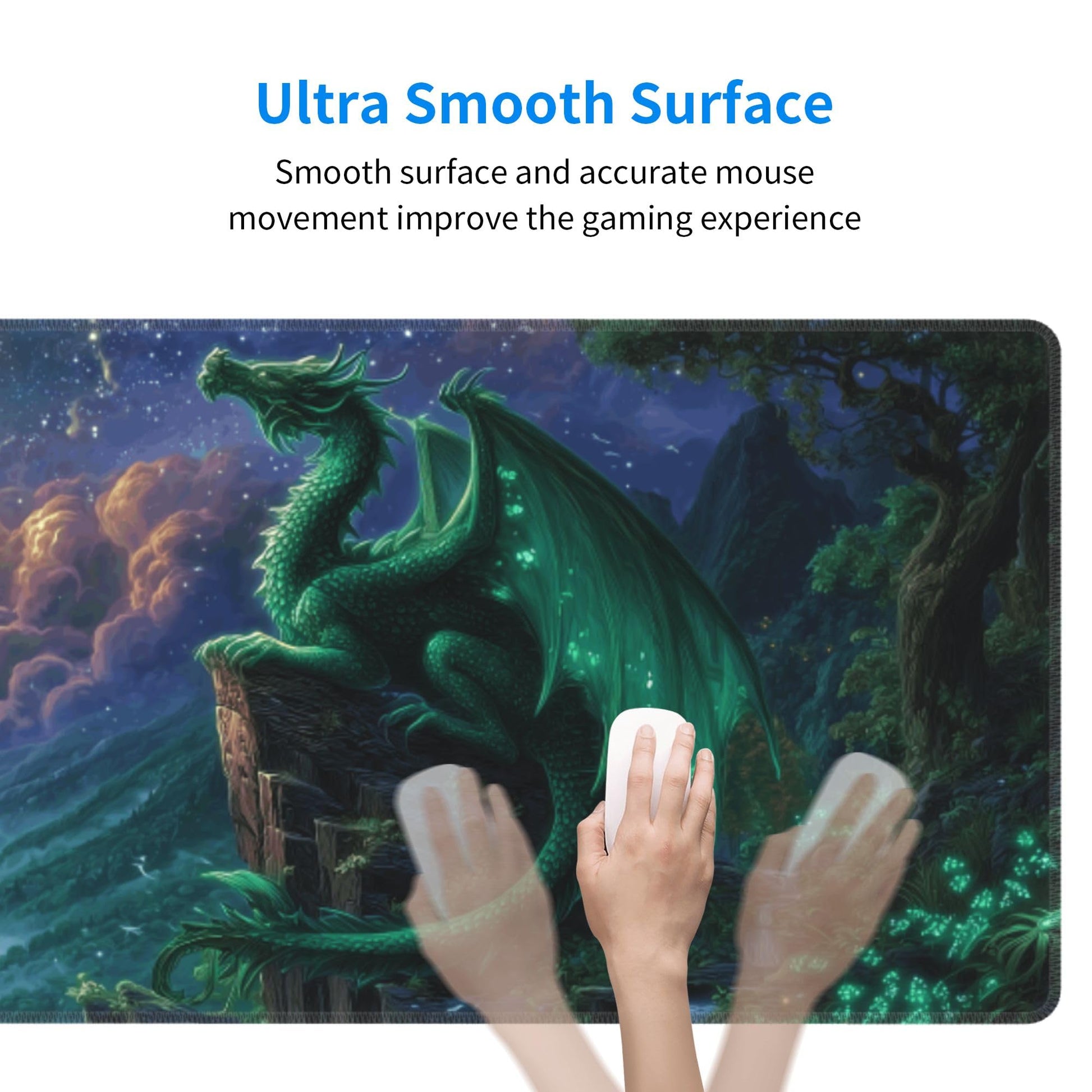 Dragon Moon Mouse Pad Extended Large Gaming Mouse Pad XL Stitched Edges for Gamer Home Office 31.5