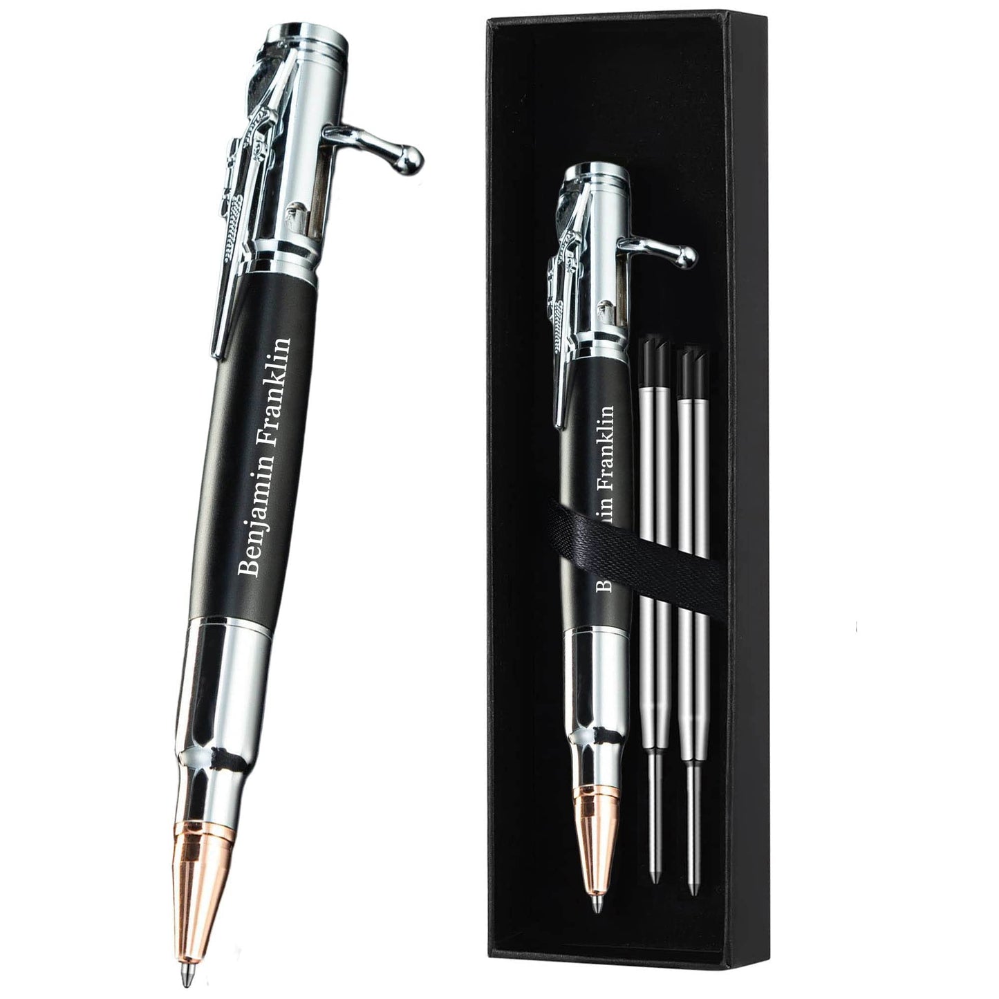 Blireana Personalized Bolt Action Pen Gift Set,Free Engraved Metal Ballpoint Pen with 2
