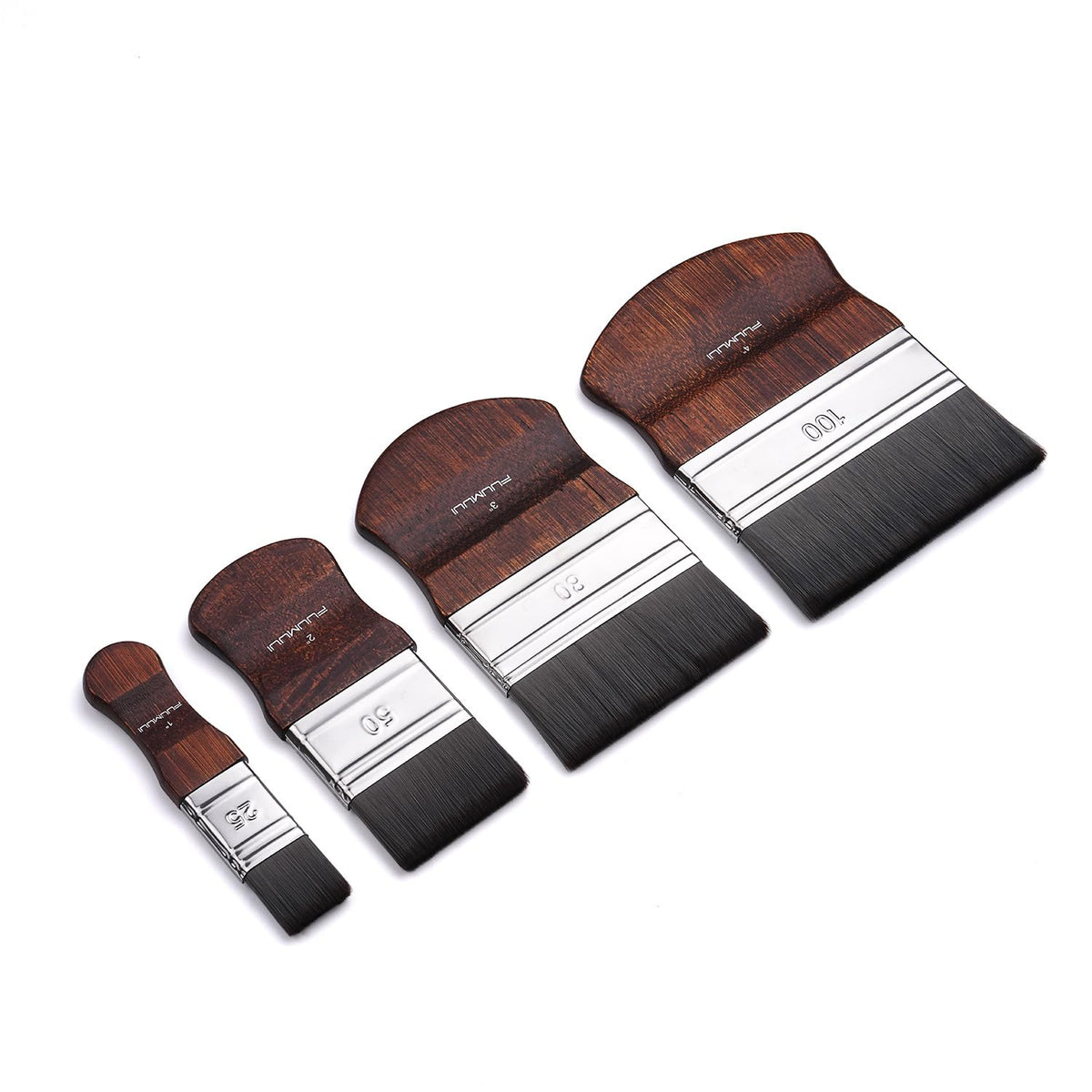 Fuumuui 4pcs Flat Paddle Paint Brush Set, Scale Brushes, Large Blending Paint Brush, Wide Flat