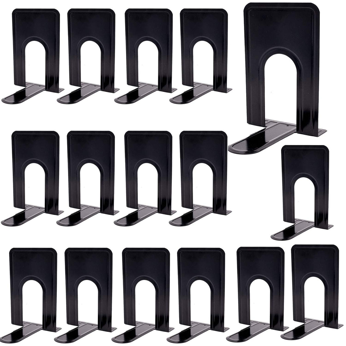8 Pairs 16 Pieces 8.3 x 5.1 x 6.5 Inch Metal Bookends, KINJOEK Heavy Duty Book Support with Anti