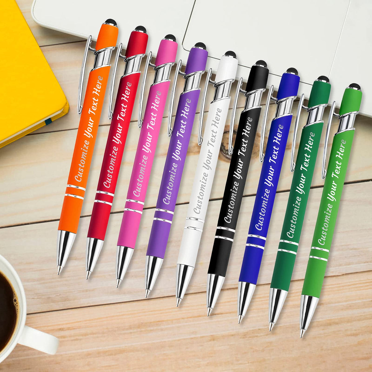 YanNanKe 24 PCS Custom Pens Personalized Bulk, Customized Engraving Ballpoint Pens with Stylus Name