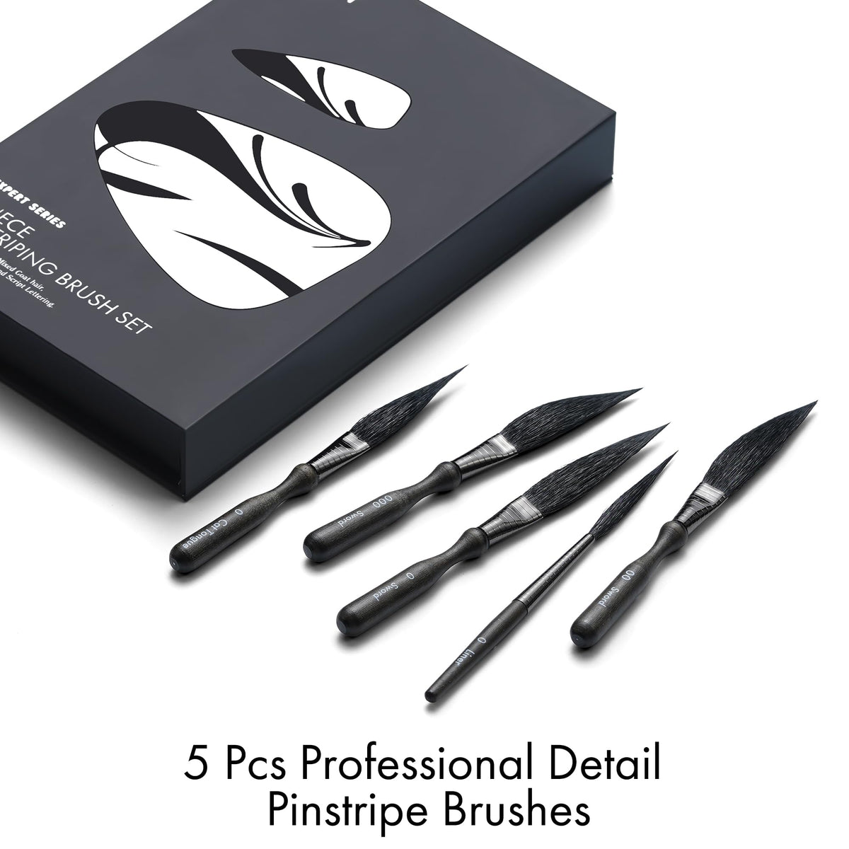 ARTIFY 5-Piece Pinstriping Brush Set, Mixed Squirrel & Goat Hair, Professional Detail Script Liner