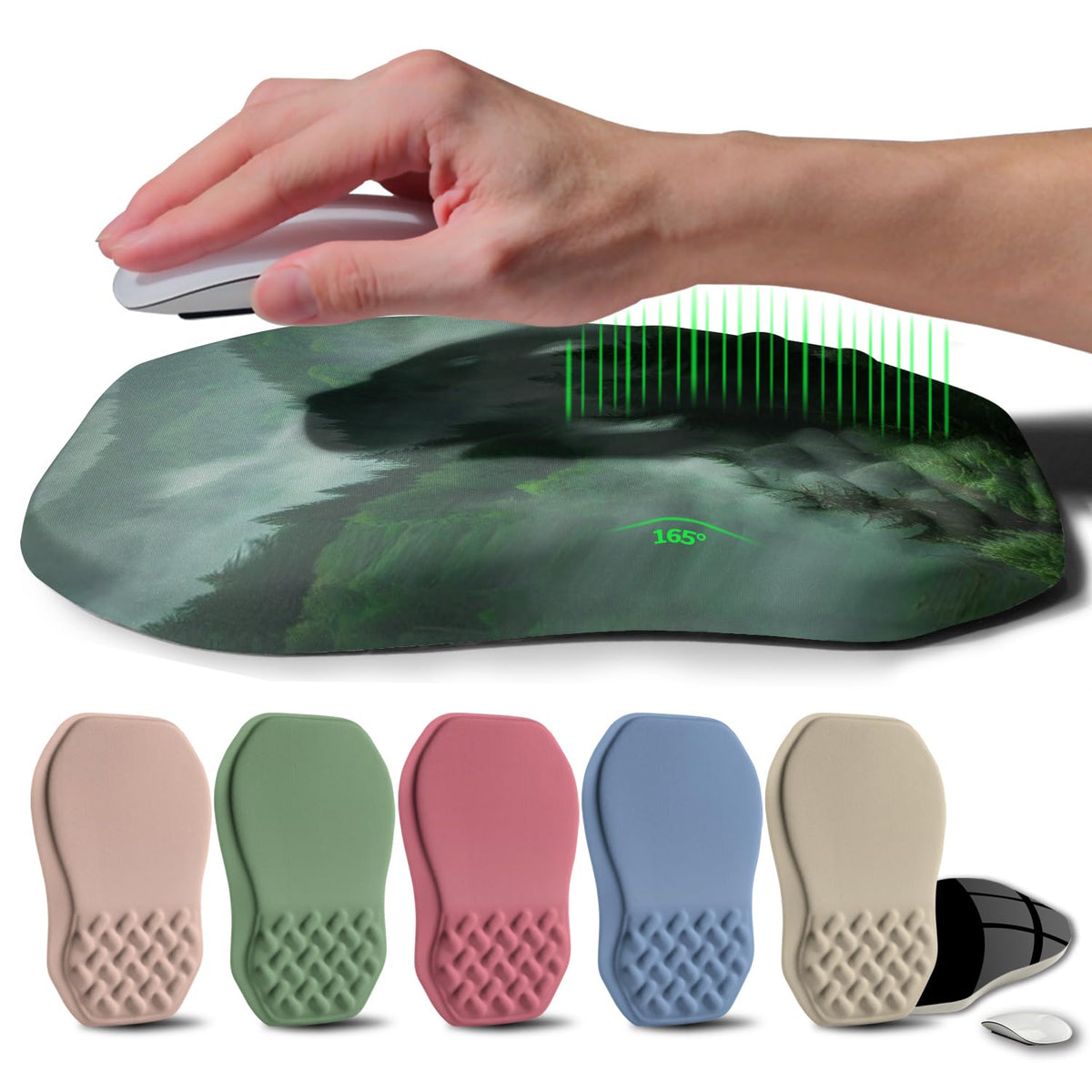 Gleamtide Ergonomic Raised Mouse Pad Wrist Support with Bilateral Slope Memory Foam Mousepad for