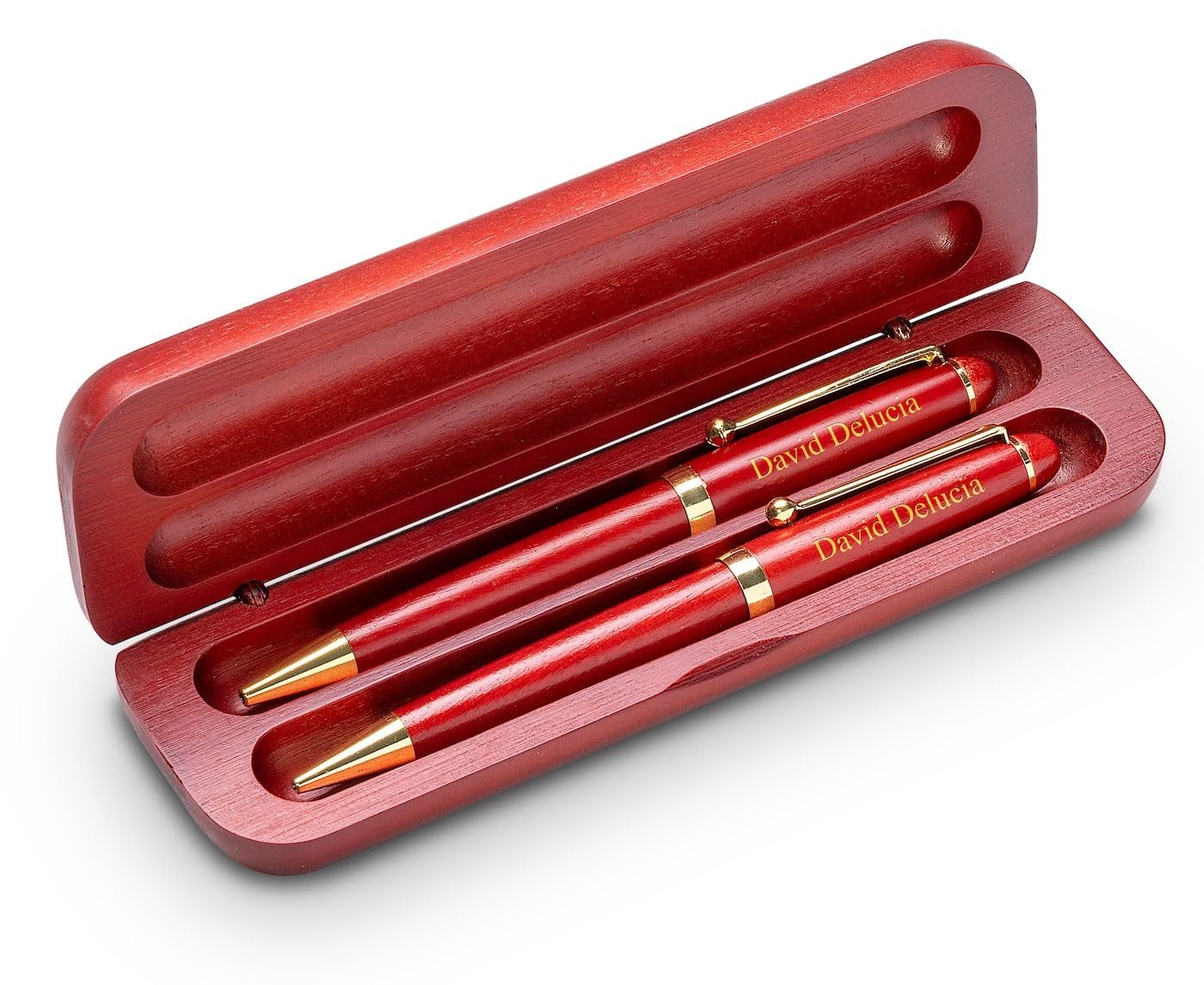 Executive Gift Shoppe | Personalized Cherrywood Double Ballpoint Pen Set with Laser Engraving