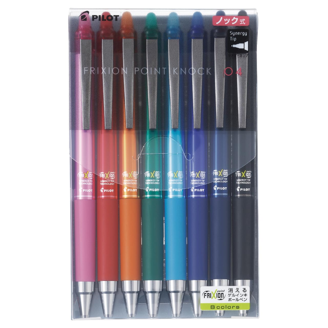 PILOT Frixion Point Knock 04 Ballpoint Pen, 8 Colors Set (LFPK-200S4-8C)