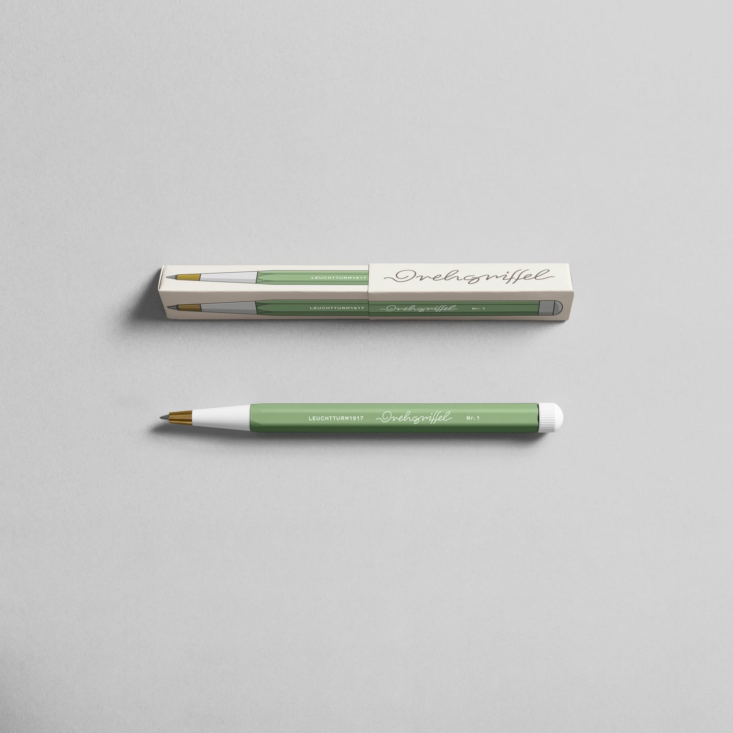 LEUCHTTURM1917 - Drehgriffel Writing Pen (Sage) - Ballpoint Pen with Royal Blue Ink Included