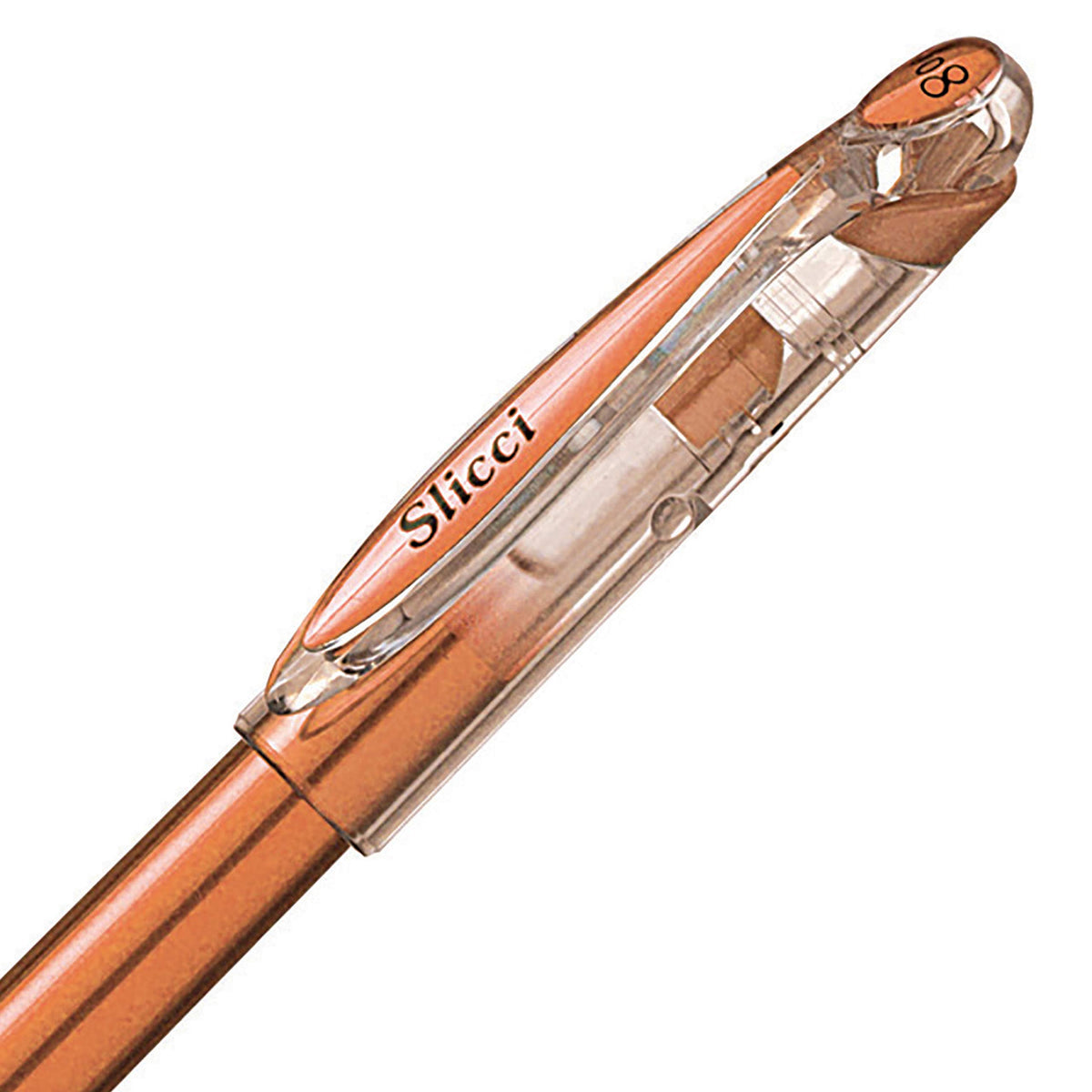 Pentel Arts Slicci Metallic 0.8 mm Needle Tip Gel Pen, Metallic Bronze Ink, Box of 12 (BG208-ME)