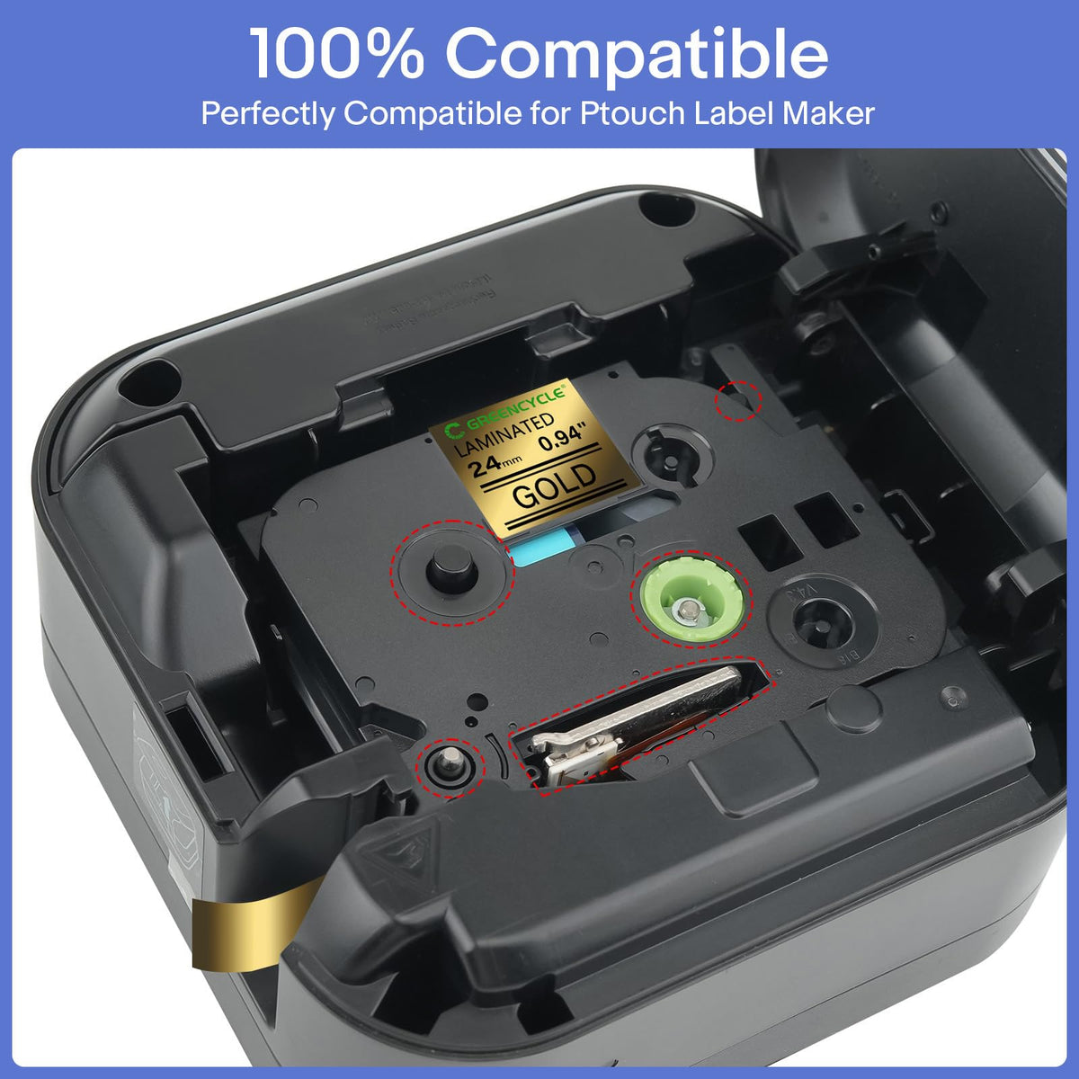 Compatible for Brother P Touch Label Maker Tape 24mm 0.94 Laminated Gold