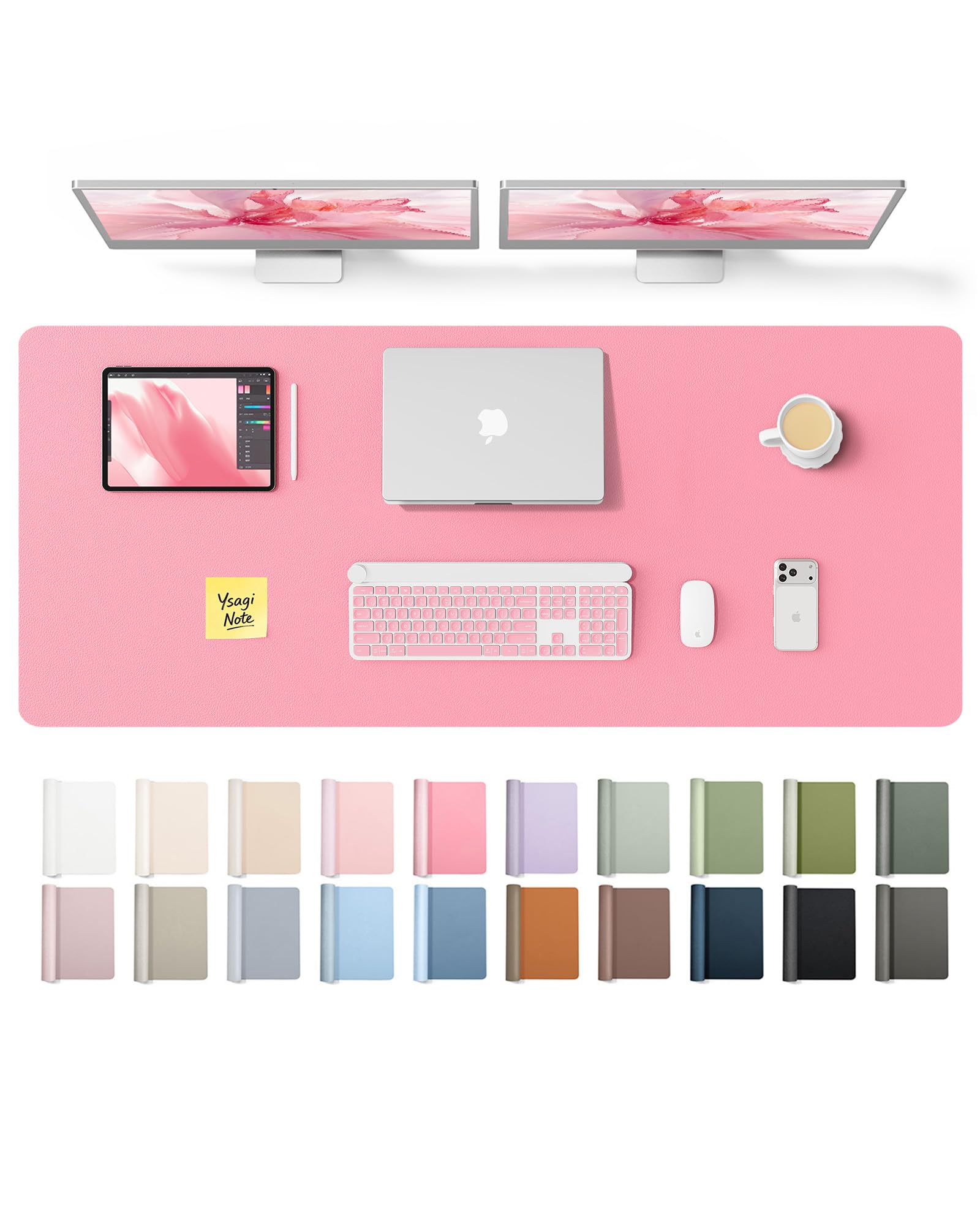 YSAGi Leather Desk Pad Protector, Office Desk Mat, Large Mouse Pad, Non-Slip PU Leather Desk