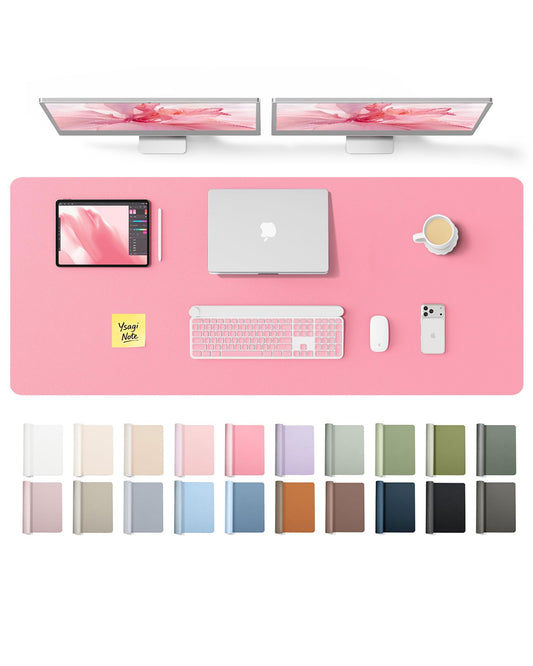 YSAGi Leather Desk Pad Protector, Office Desk Mat, Large Mouse Pad, Non-Slip PU Leather Desk