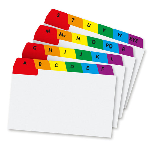 Concord 15398 Guide Cards Reinforced A-Z 203x127mm White with Tabs Multicoloured Ref 15398