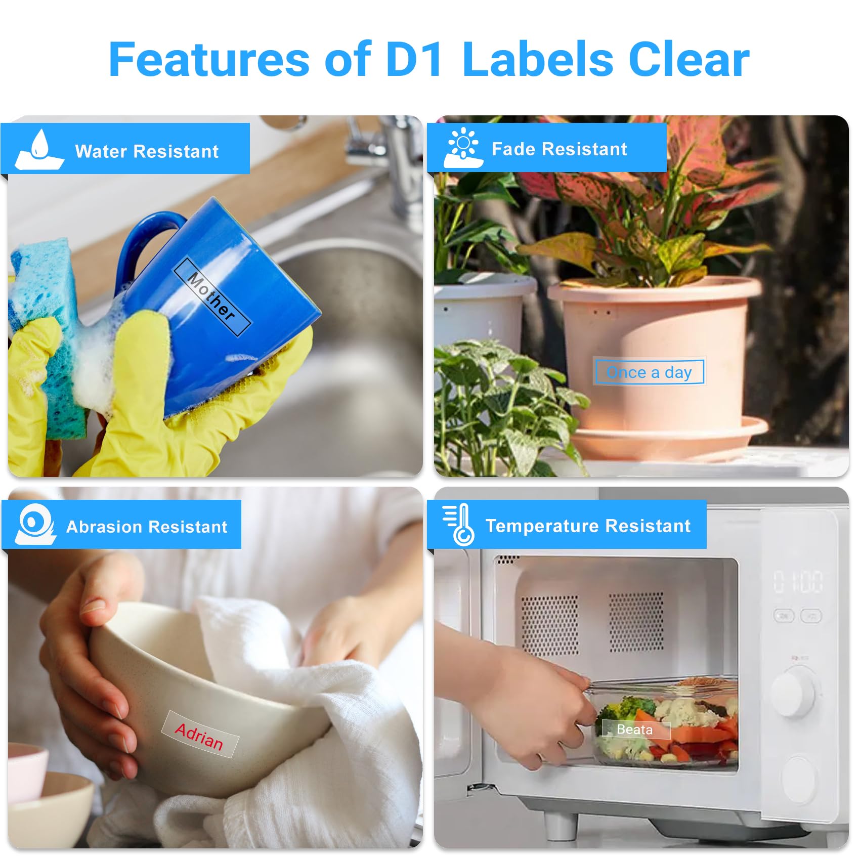 Lonitul 5P Compatible with DYMO D1 Label Tape Clear/White 1/2 Inch x 23 Ft