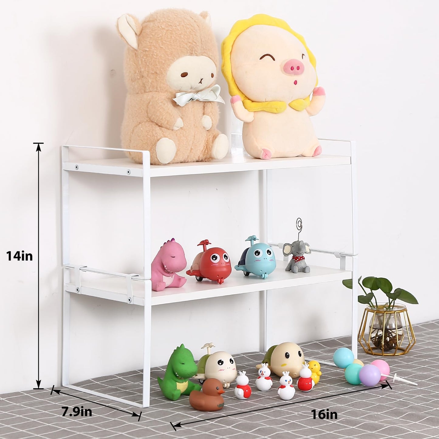 YGYQZ Desk Shelf Organizer, 2-Tier Desktop Bookshelf, White