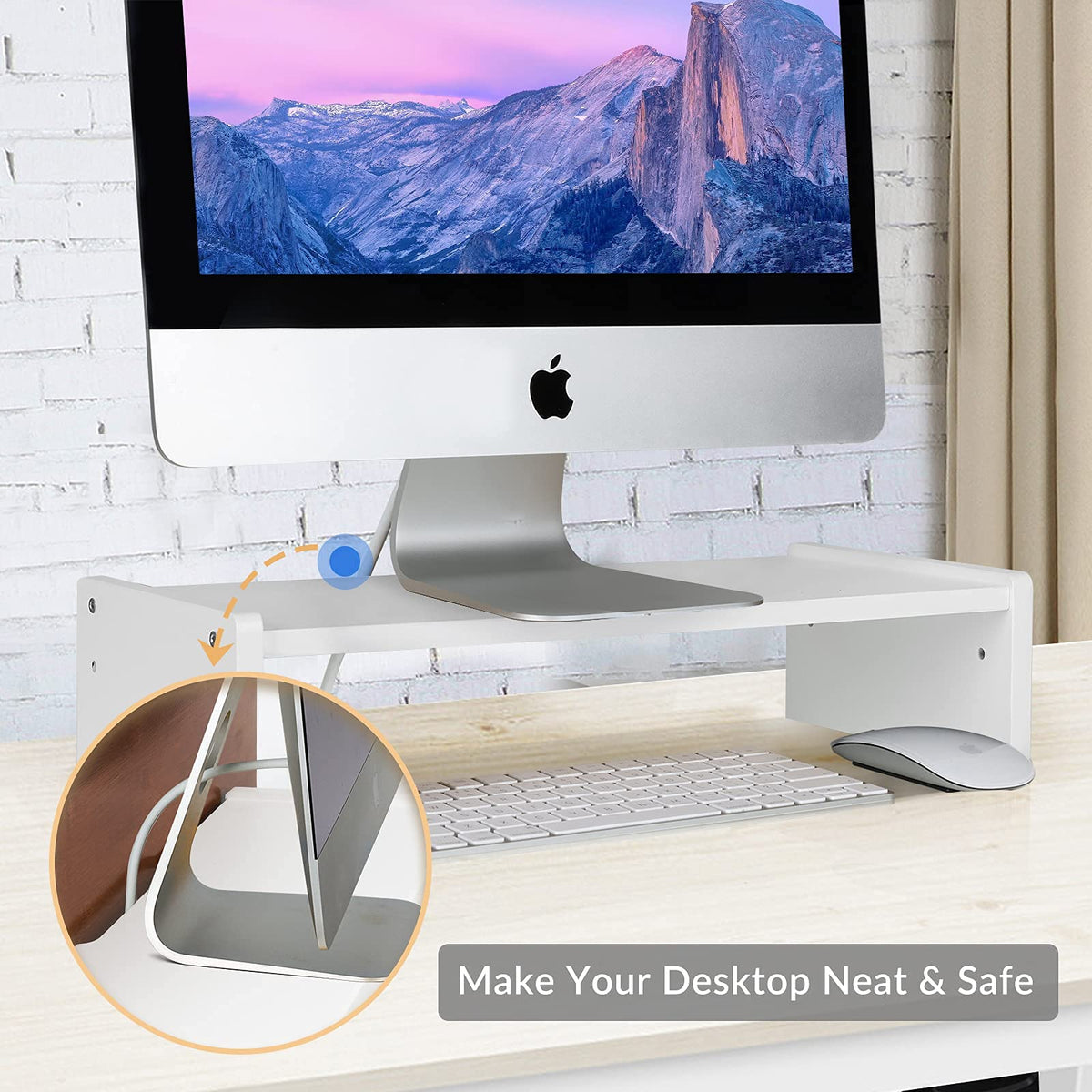 KINLINK Solid Wood Monitor Stand Riser, Monitor Riser with 2 Adjustable Height, 15.8 inch Computer
