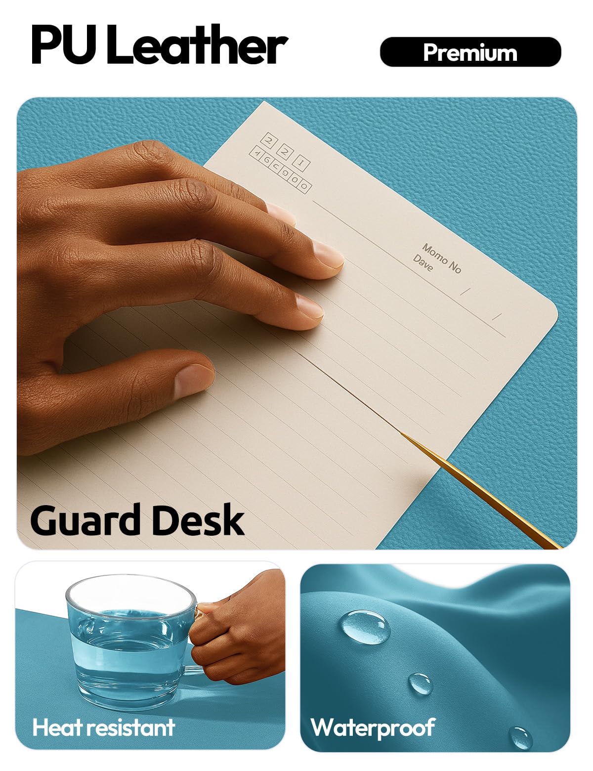 YSAGi Leather Desk Pad Protector, Office Desk Mat, Large Mouse Pad, Non-Slip PU Leather Desk