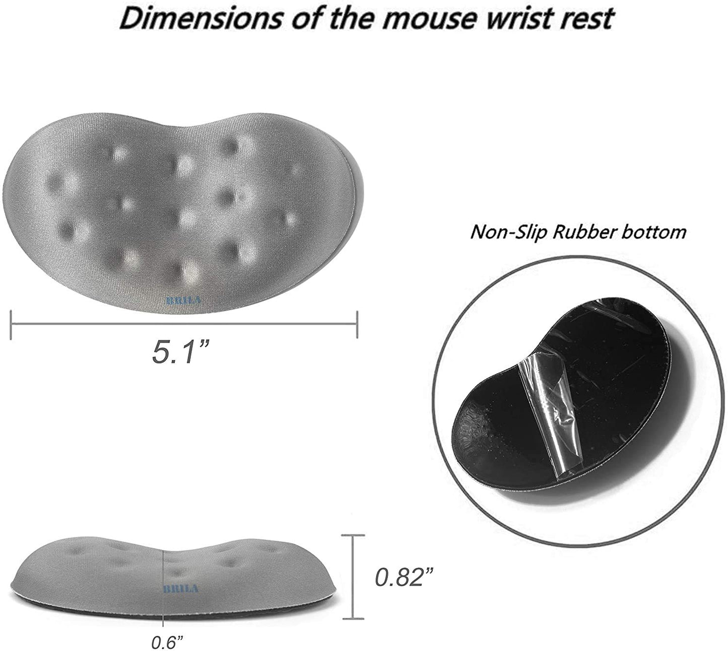 BRILA Memory Foam Mouse & Keyboard Wrist Rest Support Pad Cushion Set for Computer, Laptop, Office