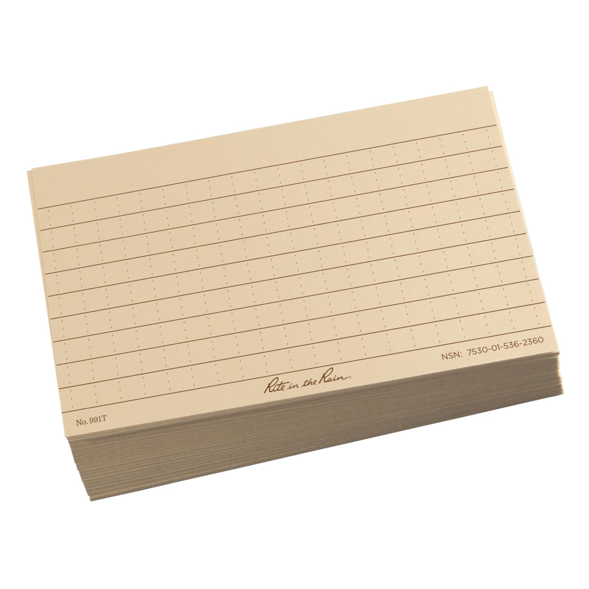 Rite in the Rain Weatherproof Index Cards, 3" x 5", Universal Pattern, Tan (No. 991T)