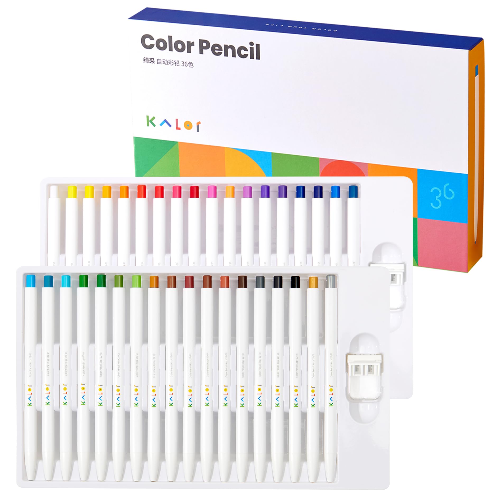 Kaco KALOR 36 Premium Color Mechanical Pencils, Refillable Soft Lead Core