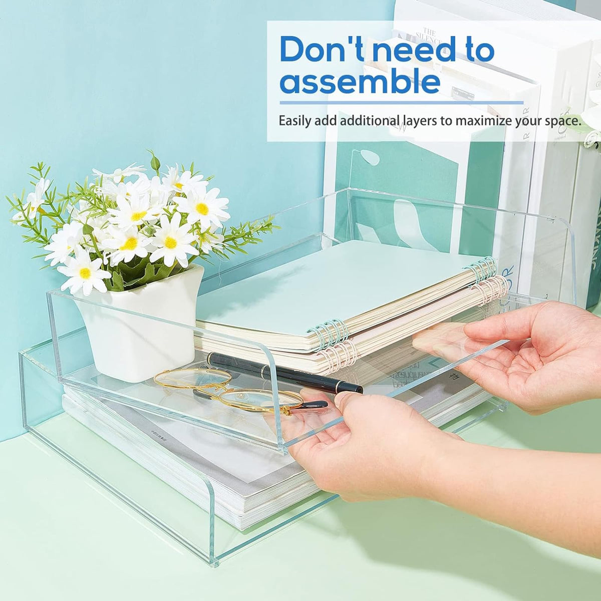 Harloon 4 Tier Paper Organizer Letter Tray Acrylic Desk File Organizer