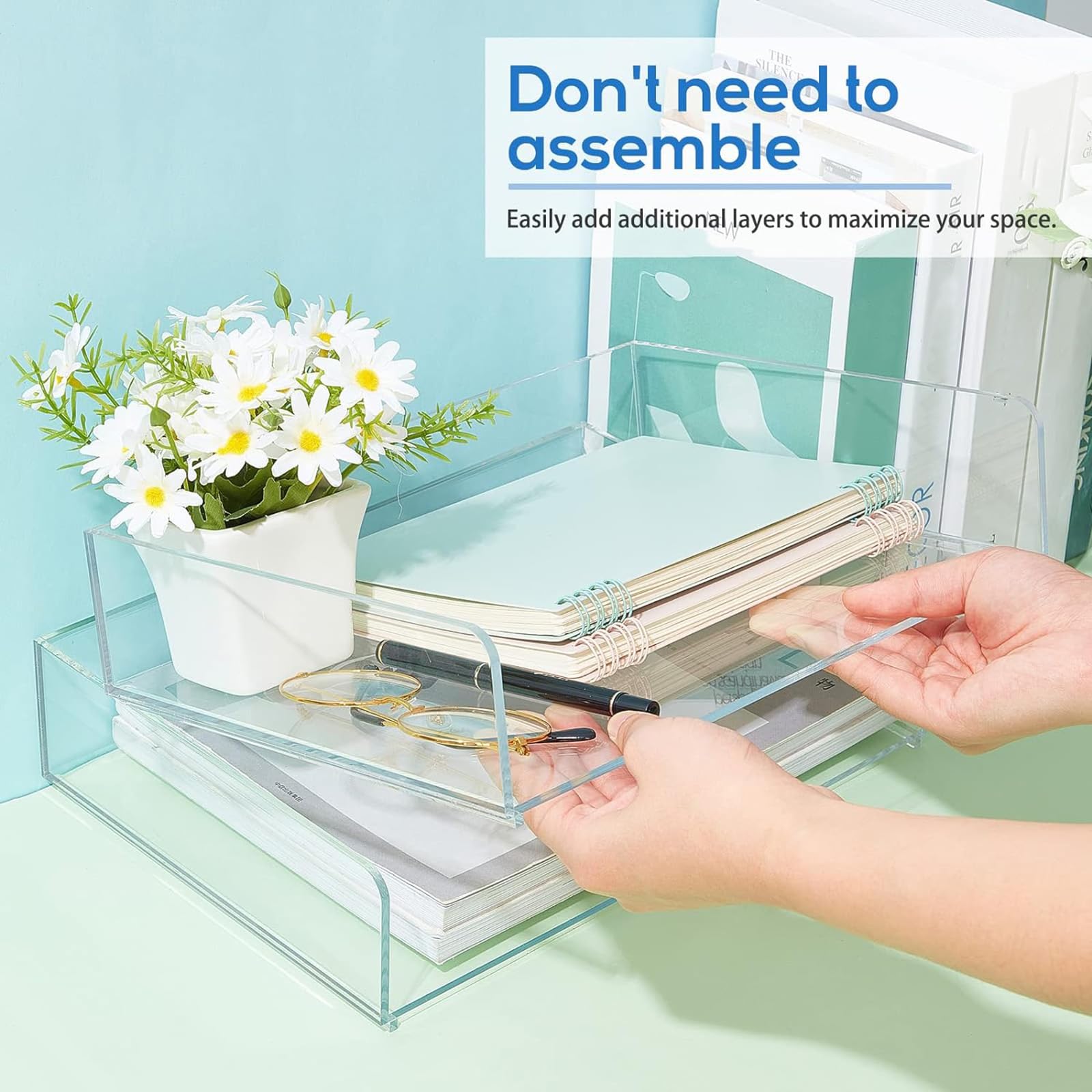 Harloon 4 Tier Paper Organizer Letter Tray Acrylic Desk File Organizer