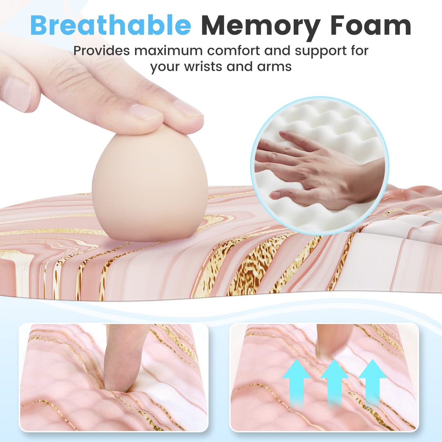 HAOCOO Ergonomic Keyboard Wrist Rest & Mouse Pad Set, Rose Gold Pink
