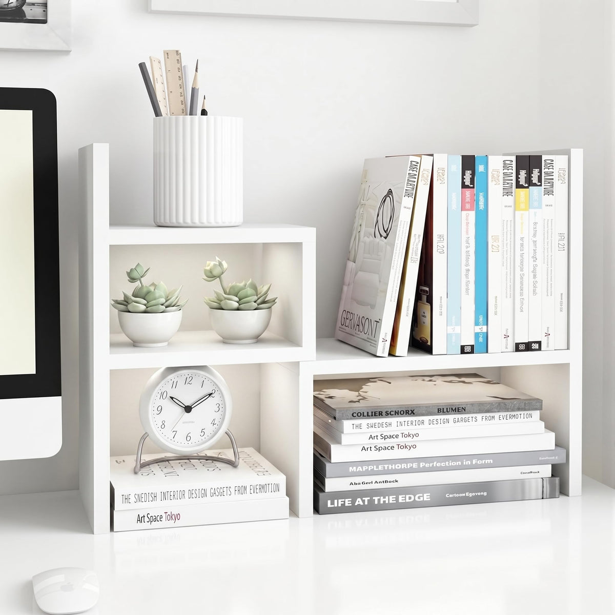 Jerry & Maggie - Desktop Organizer Office Storage Rack Adjustable Wood Display Shelf | Birthday