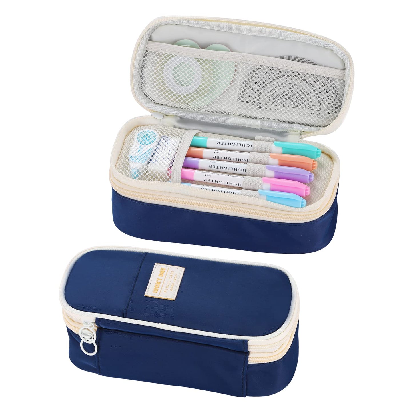 Dugio Large Pencil Case for Girls Teens Kids Pencil Bag with Zipper Blue