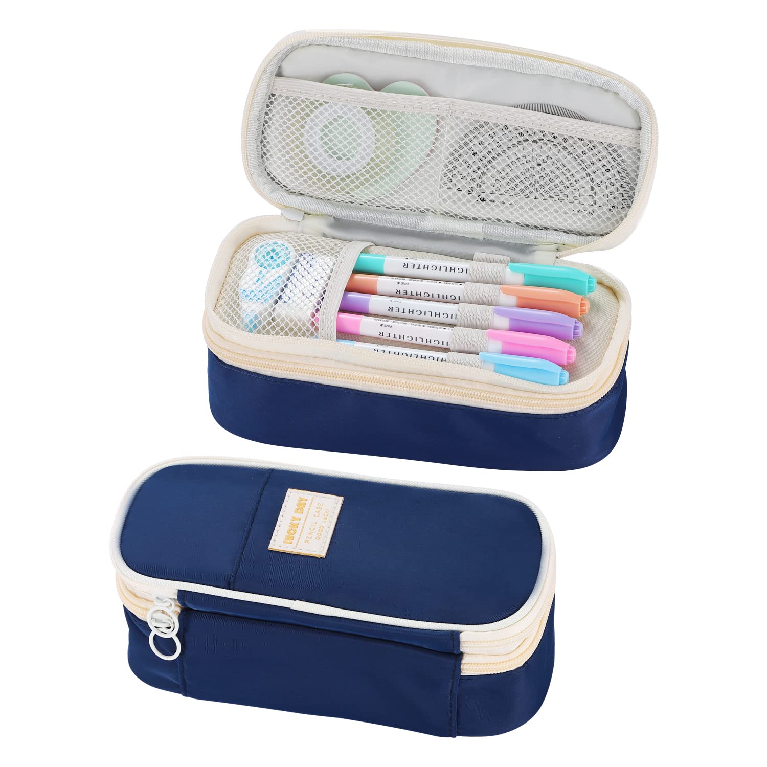 Dugio Large Pencil Case for Girls Teens Kids Pencil Bag with Zipper Blue