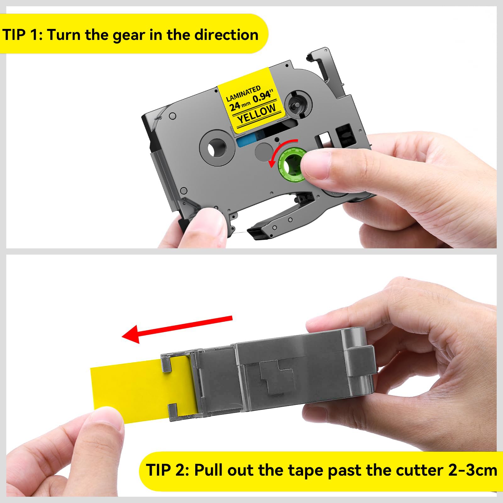 24mm 1 in Black on Yellow Label Tape Compatible with Brother PTouch TZe-651