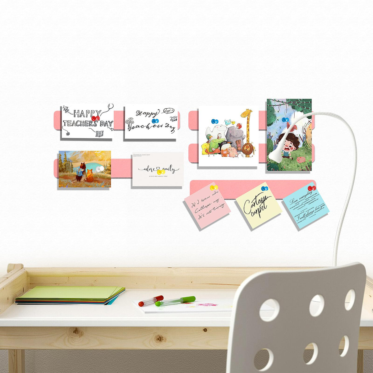 Felt Pin Board Bar Strips Bulletin Board for Bedrooms Offices Home Wall Decoration, Notice Board