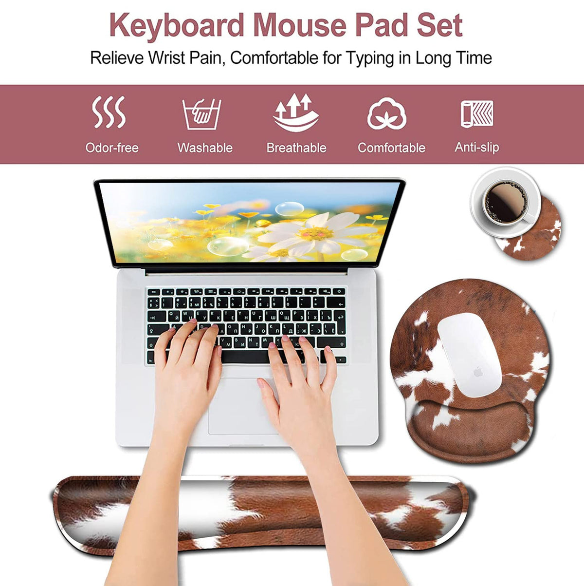 Keyboard Wrist Rest and Mouse Pad with Wrist Support Ergonomic Mousepad Coaster, Easy Typing Pain