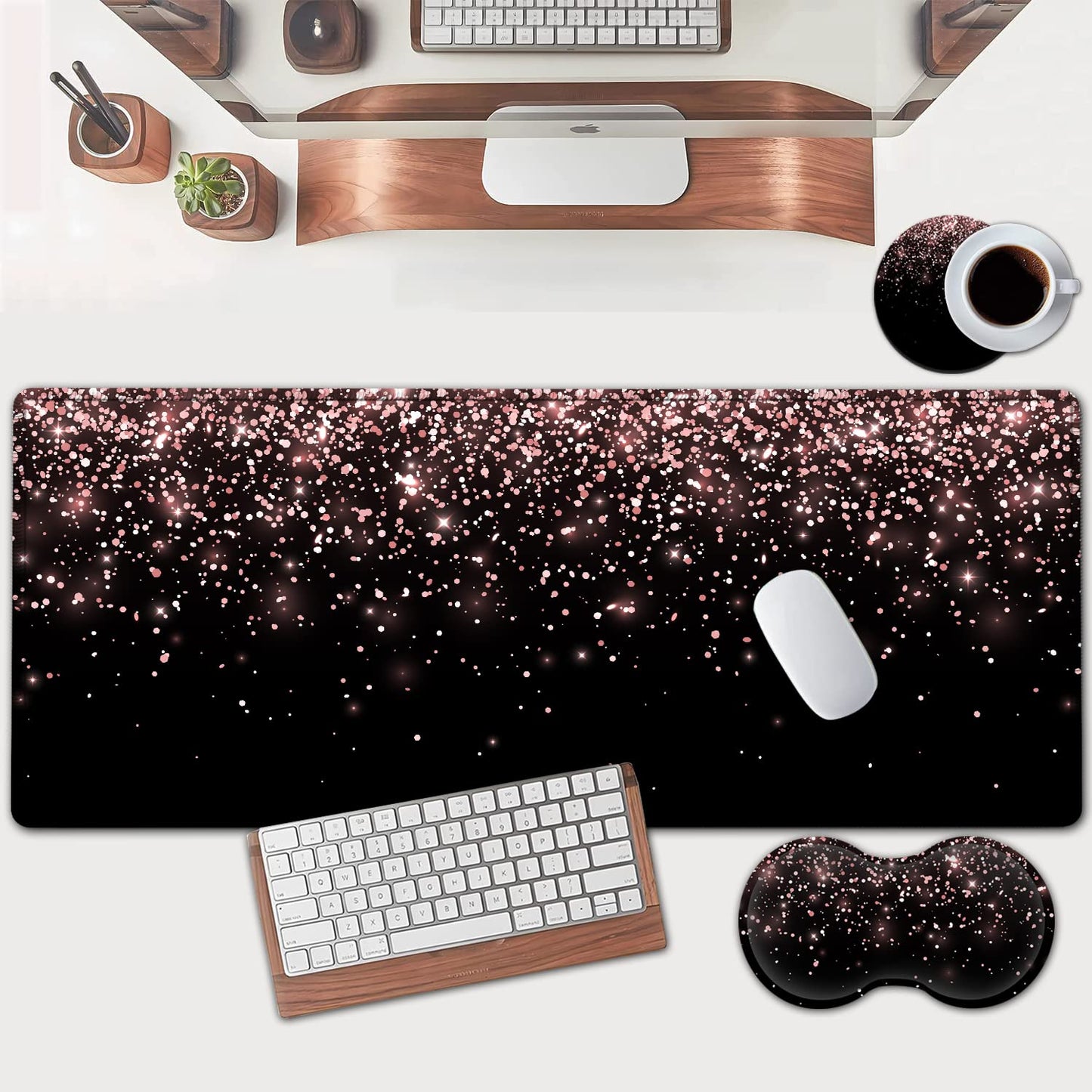 Large Mouse Pad, Extended Office Desk Pad 31.5x11.8in, Ergonomic Memory Foam Mouse Wrist Rest