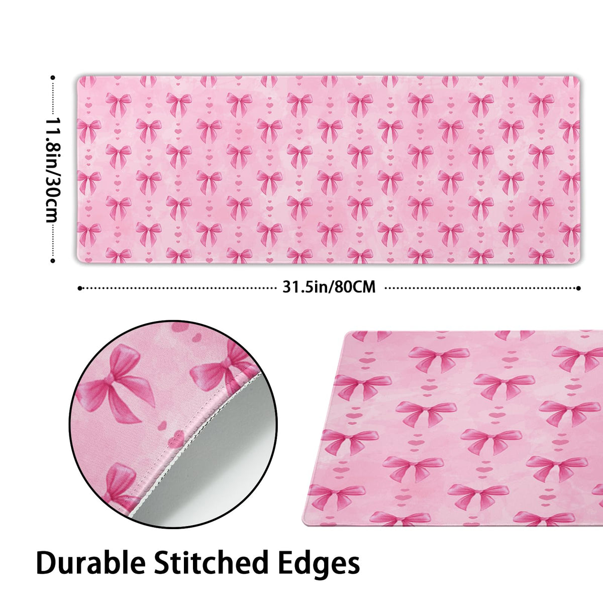 Pink Bows Mouse Pad Extended Large 31.5x11.8 in Coquette Kawaii Desk Mat Preppy Trendy Computer